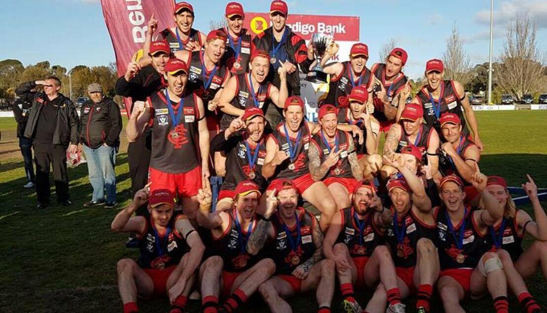 SWEET VICTORY: Carisbrook won its 14th senior MCDFNL premiership and first since 2012 against Navarre by 20 points at Princes Park on Saturday.