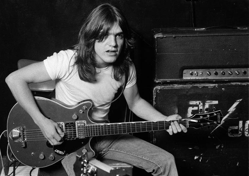 Aussie rock legend Malcolm Young during the Let There Be Rock album recording sessions. Picture: AAP IMAGE