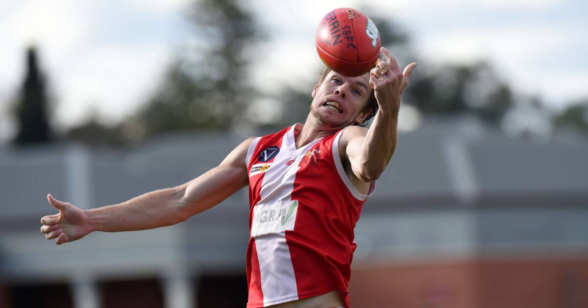 VICTORIOUS: Defender Jake Smythe helped South Bendigo to a 47-point victory over Kangaroo Flat at the QEO on Saturday. Picture: JODIE WIEGARD