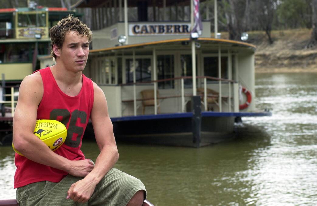 AFL HOPEFUL: Andrew Walker in his hometown of Echuca in the lead-up to the AFL Draft in November, 2003. He was taken by Carlton with pick No.2.