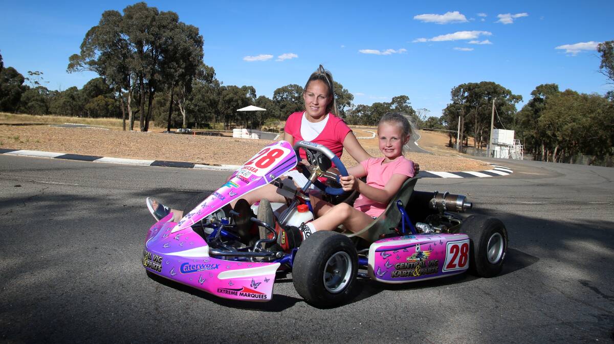 RACING FOR A CAUSE: Bendigo's Kirsty Mullen and daughter Chelsea Humphrey, 7, will compete at next month's annual Lithgow Ladies Race Meeting that supports the National Breast Cancer Foundation. Picture: GLENN DANIELS