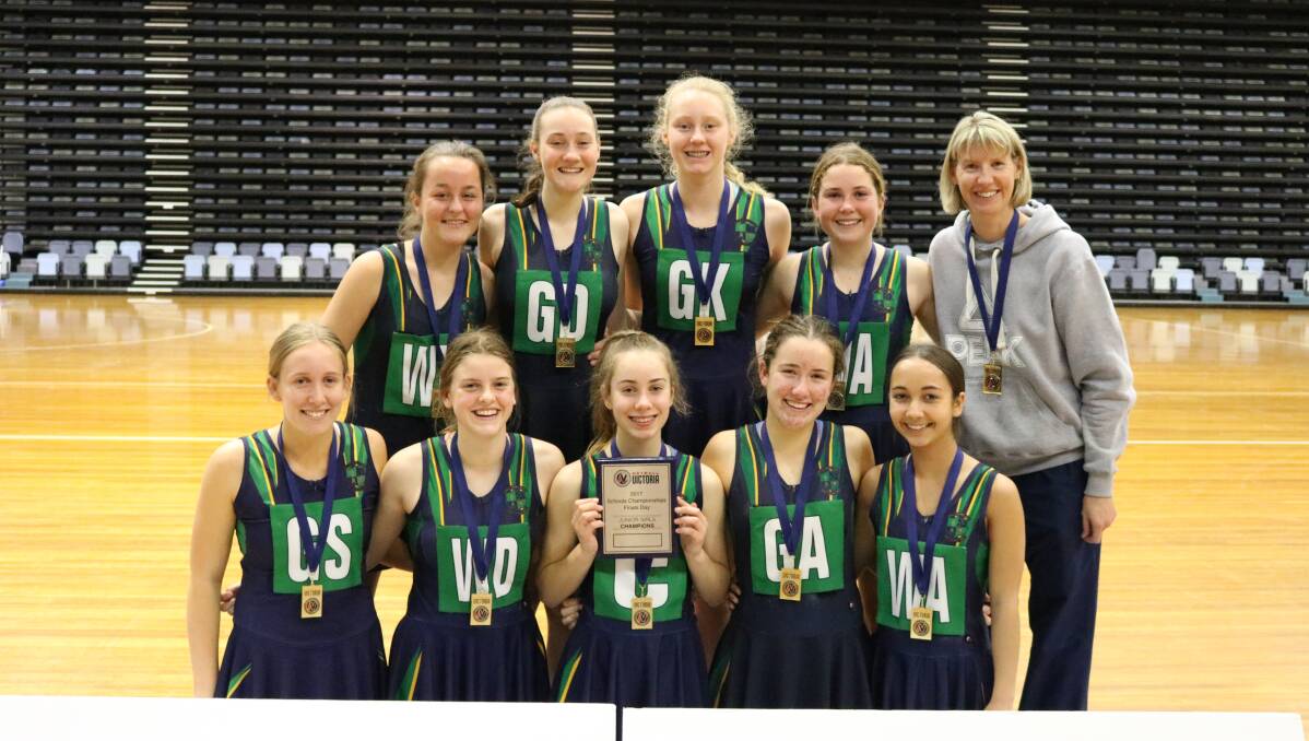 CHAMPIONS: Catholic College Bendigo's successful Year 8 girls netball team after its win in Melbourne this week. Picture: CONTRIBUTED
