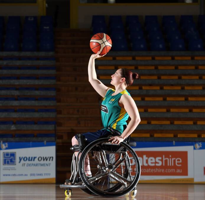 NEW CHALLENGE: Bendigo's Bree Mellberg has previously represented Australia in diving. Now the 27-year-old is doing the same in wheelchair basketball. Mellberg has recently returned with a pair of bronze medals from a European tour with the Australian Gliders wheelchair basketball team. Picture: GLENN DANIELS