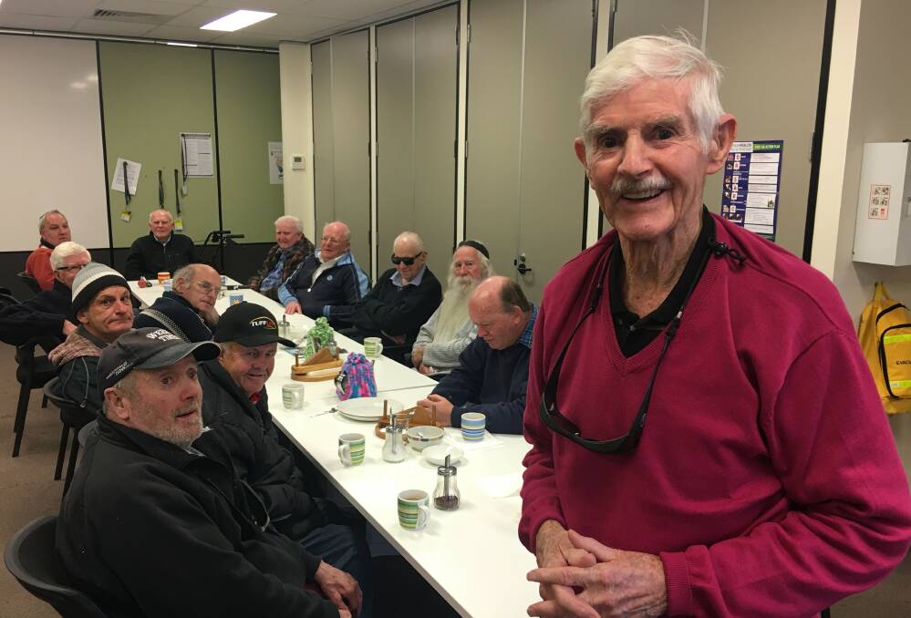 MATESHIP: Russell Berry on a visit to the Vision Australia Bendigo day centre with his mates. He says it’s great to get out of the house and to keep socialising, which is so important as you get older. Picture: Jamie Duncan