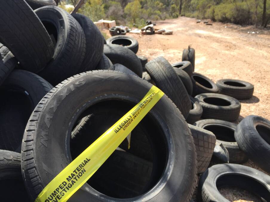 DEADLINE SET: Authorities have assessed the site and say the tyres between York Street and McCormacks Road will be removed by Friday night. Picture: JOSEPH HINCHLIFFE