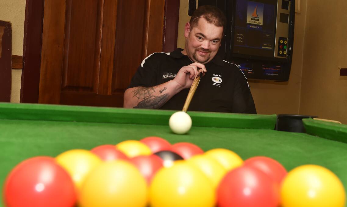TOUGH BREAK: Luth Howell was paralysed after a motorbike accident when he was 22 – it didn't derail his pool game though and now the 36-year-old from Campbells Creek will represent Australia in blackball pool. Picture: NONI HYETT