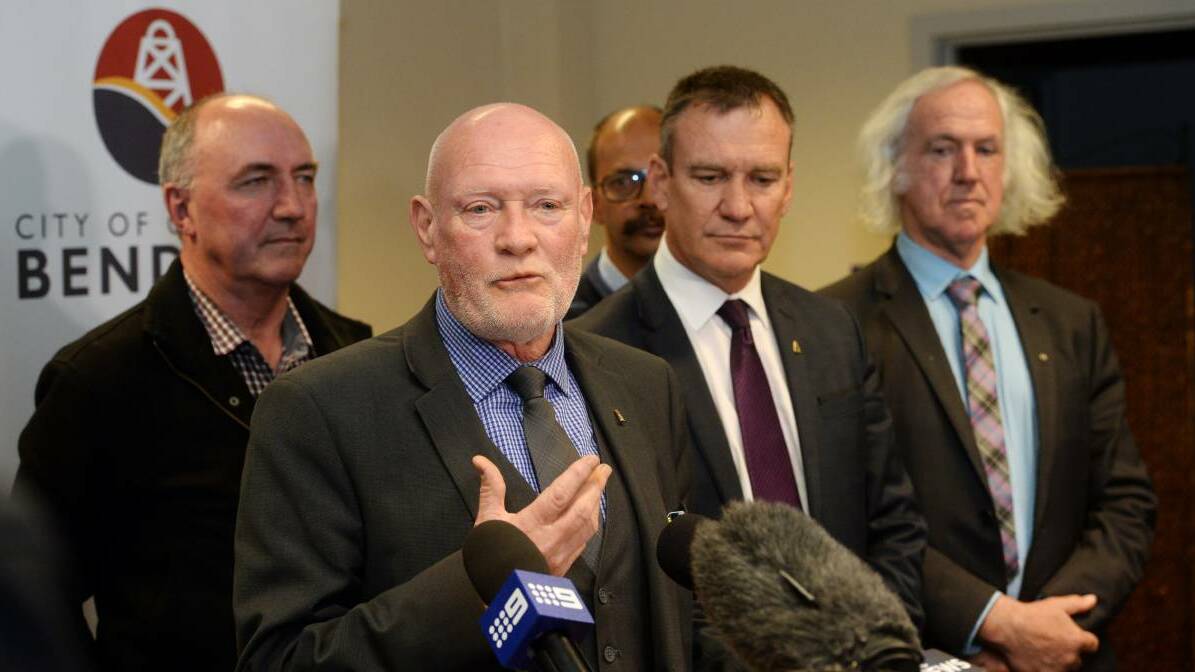 NOT INVITED: Mayor Peter Cox held a press conference the day after anti-mosque protesters forced him and several other councillors from a council meeting in September – a conduct panel reprimanded him for inviting seven councillors to the conference but excluding councillors Chapman and Leach. Picture: DARREN HOWE