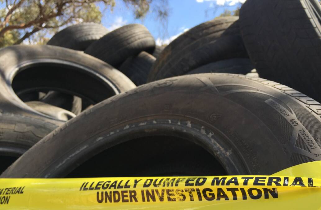 UNDER INVESTIGATION: The EPA is investigating more than 350 tyres illegally dumped in two locations in Eaglehawk over recent weeks. Picture: JOSEPH HINCHLIFFE
