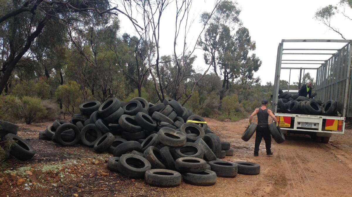 HIGH COST: Authorities removed almost 500 tyres from a major illegal dump at Eaglehawk last Friday at a cost of more than $5000.   