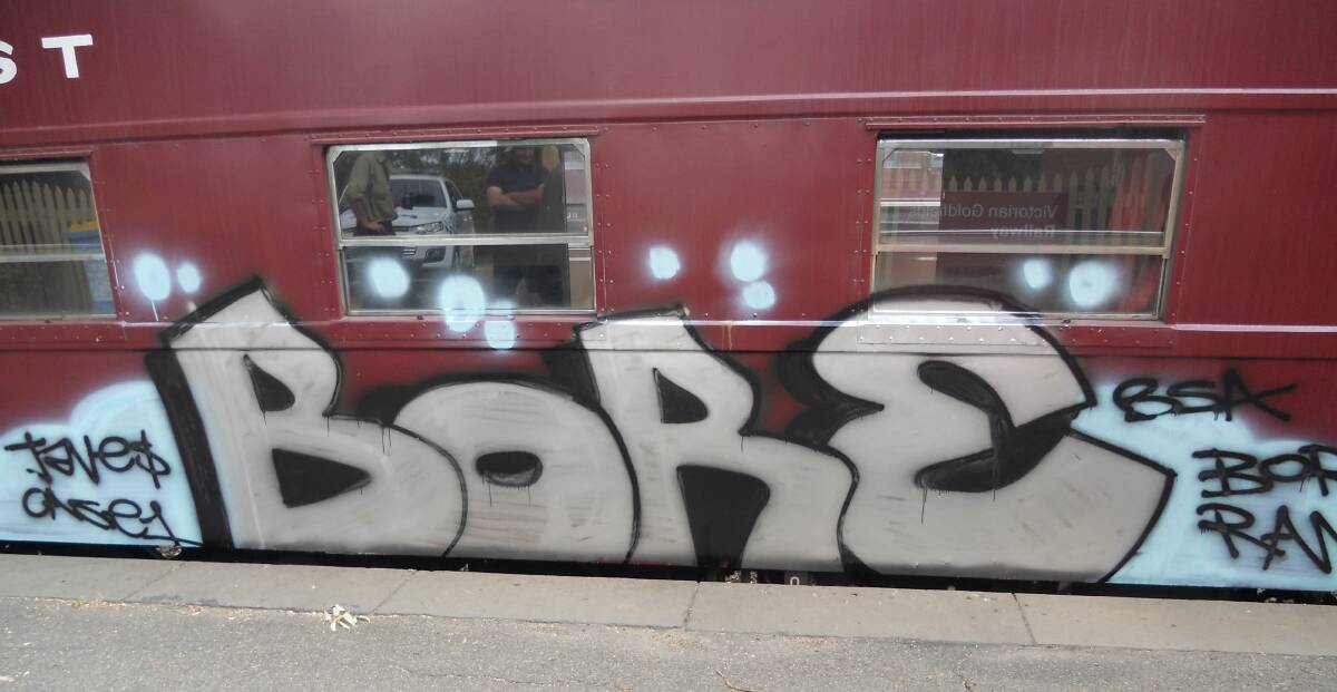 Police estimate it will cost $2000 to remove the graffiti from the heritage train. 