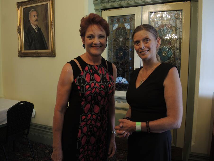 FIGHTER: One Nation leader Pauline Hanson officially endorses Senate candidate Elise Chapman in Bendigo today: 'She's a very strong person, with very strong values [she's a] a fighter who doesn't give in easily'. 