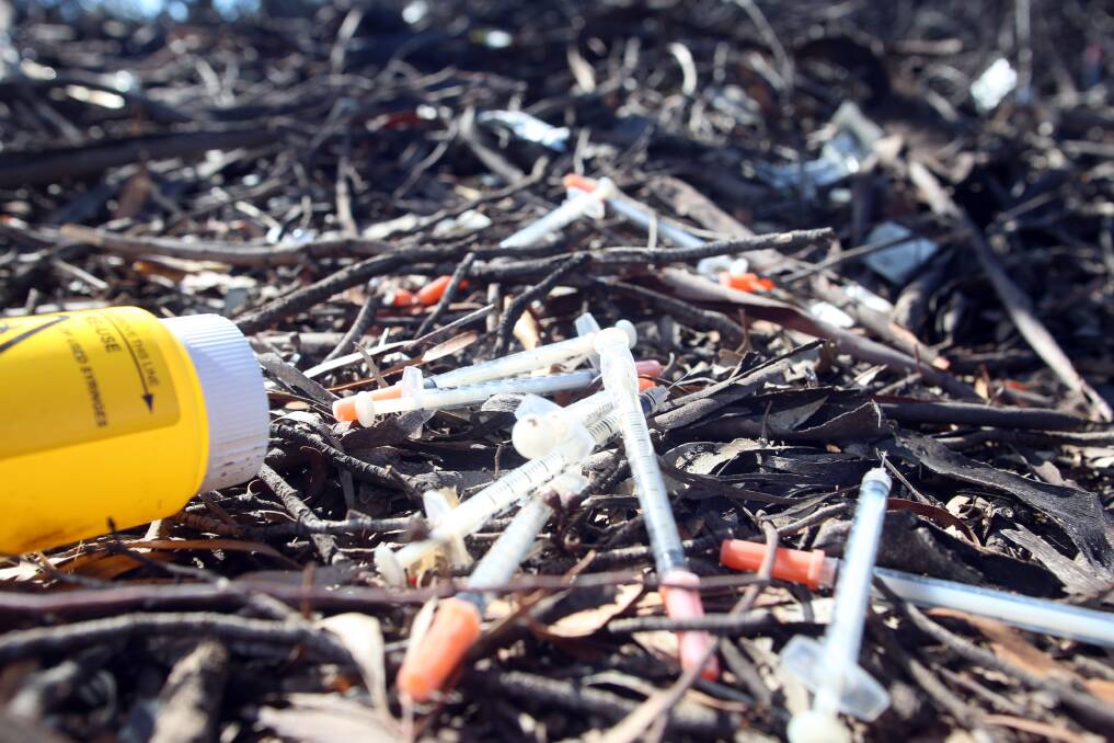 More than 30 syringes were found near the dumped tyres in Eaglehawk. Picture: GLENN DANIELS