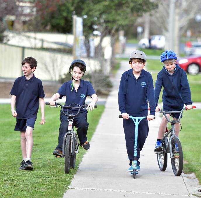 SCOOTER BOY: Year 5 student Brodie Nankervis rides his scooter to school every day with his his school mates. Picture: JODIE WIEGARD