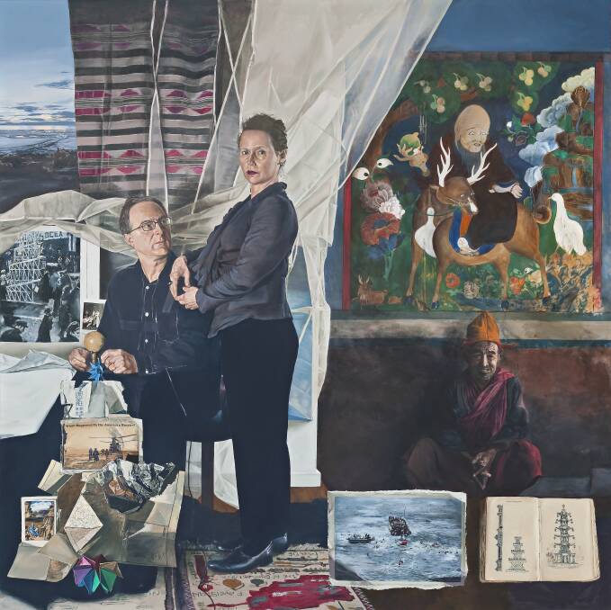 THIRD 'I": Self portrait of Castlemaine artists Lyndell Brown and Charles Green, who say they have painted for so long together it is as if a third artist is manifested in their work. 