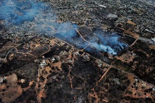 DEVASTATION: An aerial view of the aftermath of the massive wildfire at Bendigo
