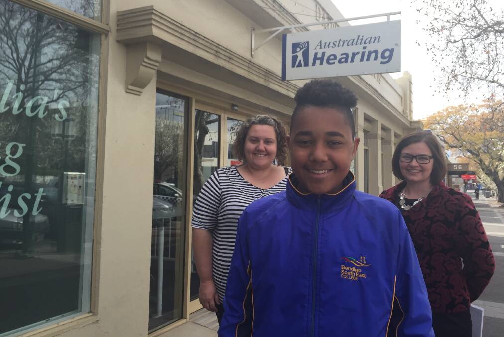 Max Shanahan with his mother Melanie and Member for Bendigo Lisa Chesters. 