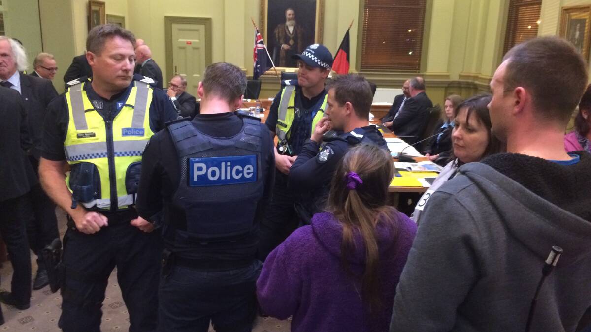 Unruly protesters forced Wednesday's council meeting to be abandoned. 