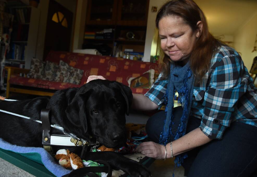 HONOUR: Michelle Genardini (pictured with her guide dog Larry) is a Victorian Vocational Student of the Year finalist. Picture: JODIE WIEGARD