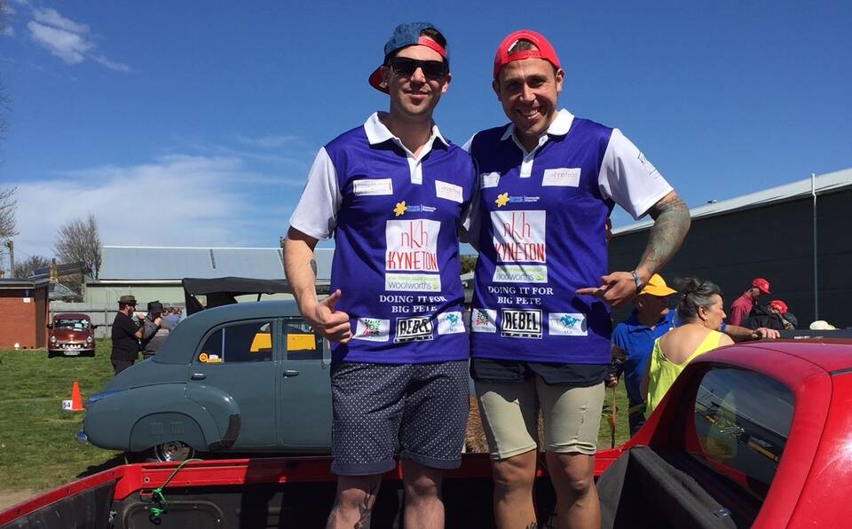BEST MATES: Joel Bertoncini and Peter Connor jnr. Joel will run 888 kilometres from Sydney to Kyneton to raise money for cancer research. 