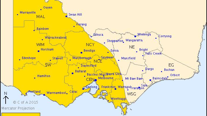 WARNING: The bureau of Meteorology is forecasting severe thunderstorms across much of the state on Monday evening, including in Bendigo and Maryborough.