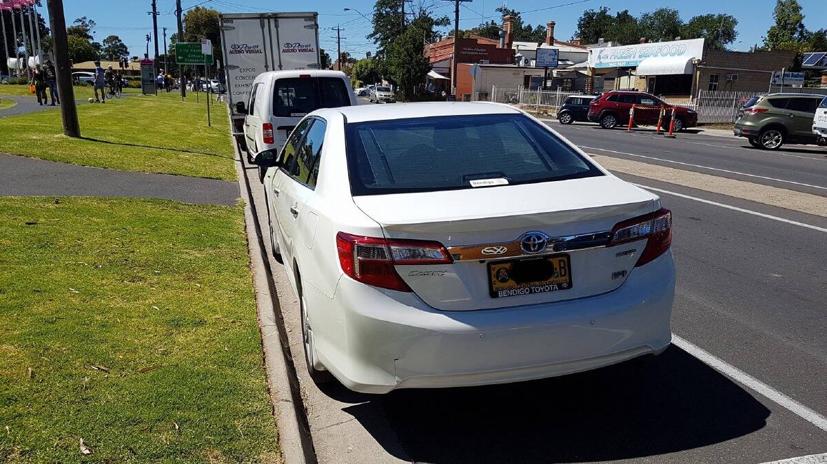 EAGLE EYES: Letter-writer Robert Smallpage took this snap of the Bendigo mayor Margaret O'Rourke's car seemingly parked in a loading zone on Australia Day.