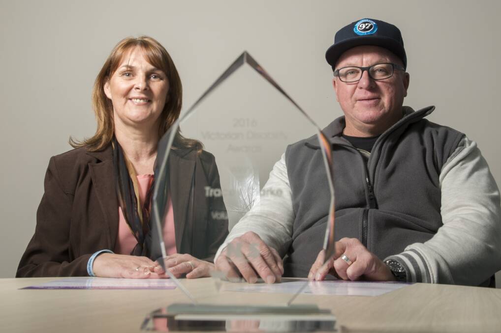 GRANTED RECOGNITION: Tracey and Noel Clarke celebrate a win. Mrs Clarke just received a Volunteer Award at the Victorian Disability Awards. Picture: DARREN HOWE