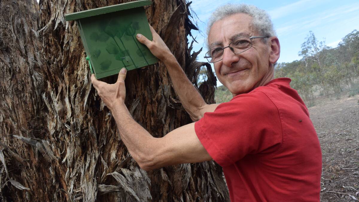 NEW HOUSING: Orlando Talamo gets ready to install this nest box on a tree outside Heathcote.