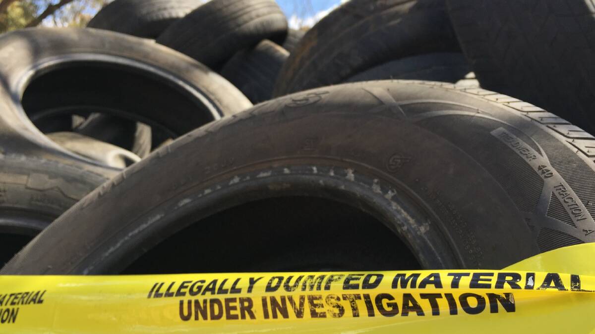 DISCARDED: Tyres dumped illegally in Eaglehawk earlier this year. Picture: JOSEPH HINCHLIFFE