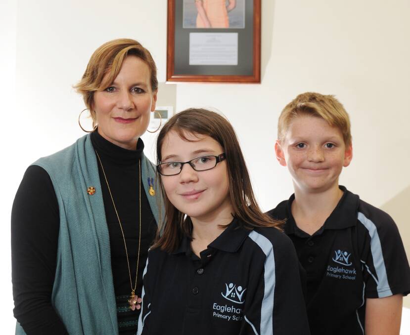 LIFE LESSONS: Kirsty Sword Gusmao joins students Brooke McNaughton and Samuel Gorrie. Picture: NONI HYETT