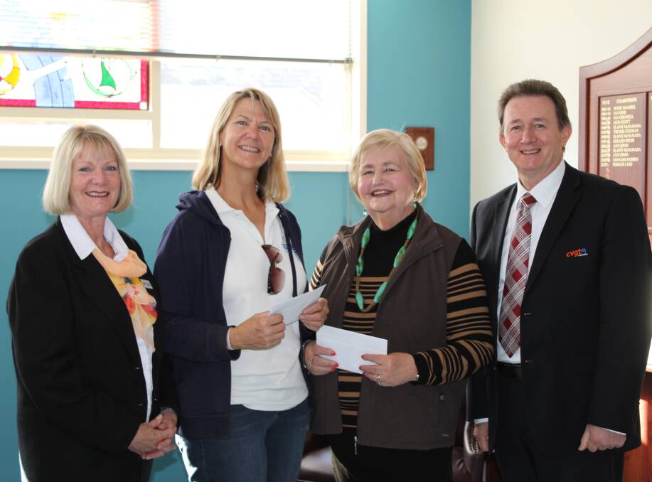 GRANTED: Bendigo Animal Welfare & Community Services' Debbie Edwards (second from the left) with CVGT's Rosalie Lake, Ann Jones and Paul Green. Pic: CONTRIBUTED