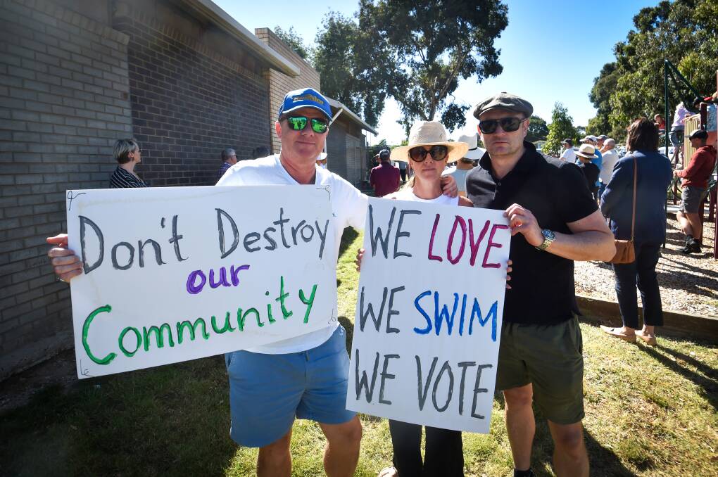 Protesters at a March rally to keep the Bendigo East Pool open in winter. Picture by Darren Howe