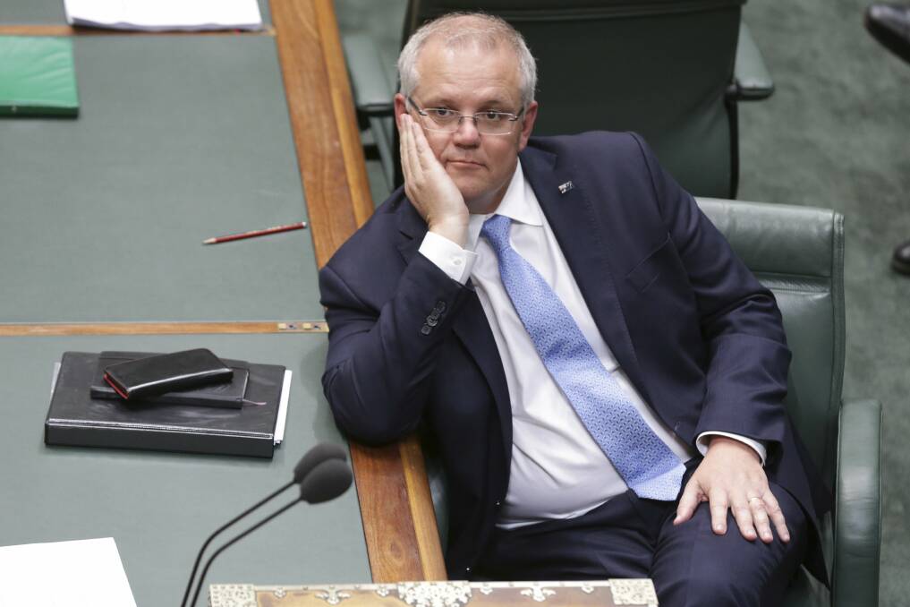 What about refugees?: Prime Minister Scott Morrison during valedictory statements in the House of Representatives at Parliament House in Canberra. Picture: Alex Ellinghausen