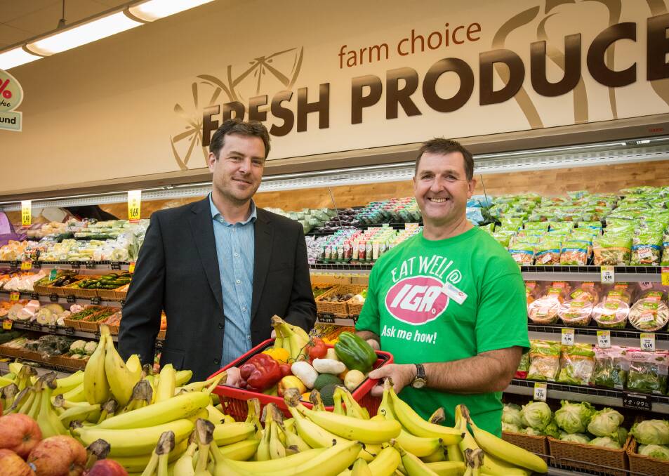 HEALTHY EATING: Lead researcher of the Eat Well @ IGA project Adrian Cameron visits one of the IGA stores taking part in the campaign. Picture: DONNA SQUIRE