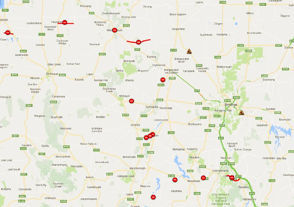 For a full list of road closures from VicRoads, click the map. Please note, these do not include local roads closed by councils.