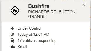 CFA fights bushfire at Sutton Grange