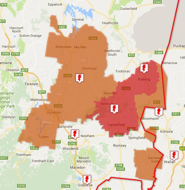 Power outages across central Victoria. Source: www.powercor.com.au