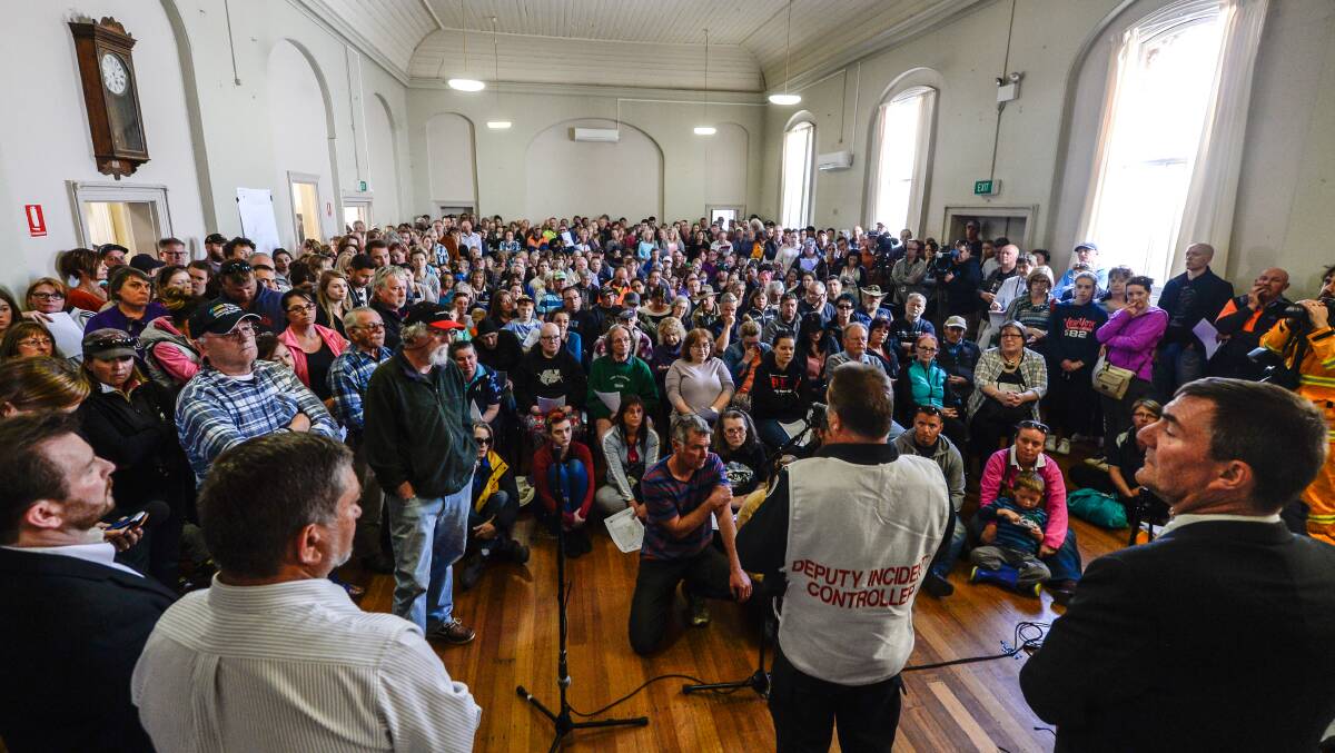 Community meeting at Lancefield on Wednesday. Picture: Justin McManus