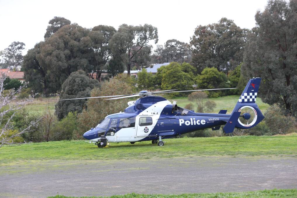 The Victoria Police air wing also assisted in the manhunt on Thursday. Picture: GLENN DANIELS