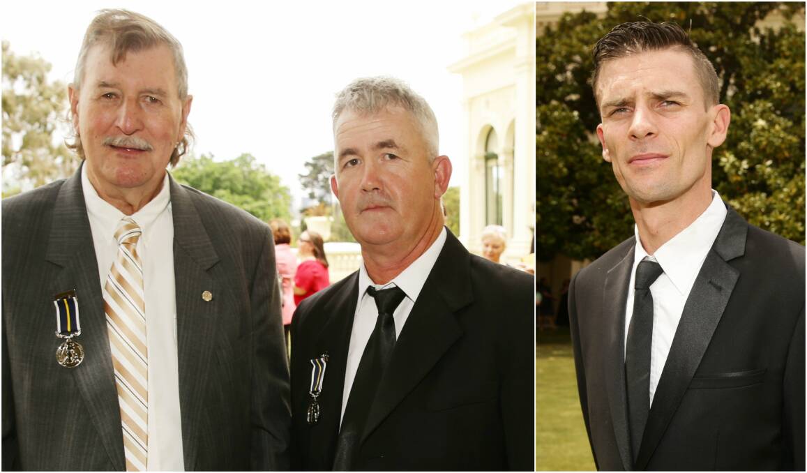 HONOURED: Kerang men Kenneth John Byrne and David Alan Gray; and Newstead man Dale Edwards. Picture: Norm Oorloff