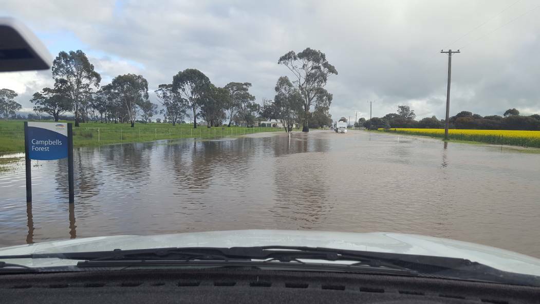 The view from East Loddon P-12 College principal Steven Leed's ute on the way to school on Wednesday morning.
