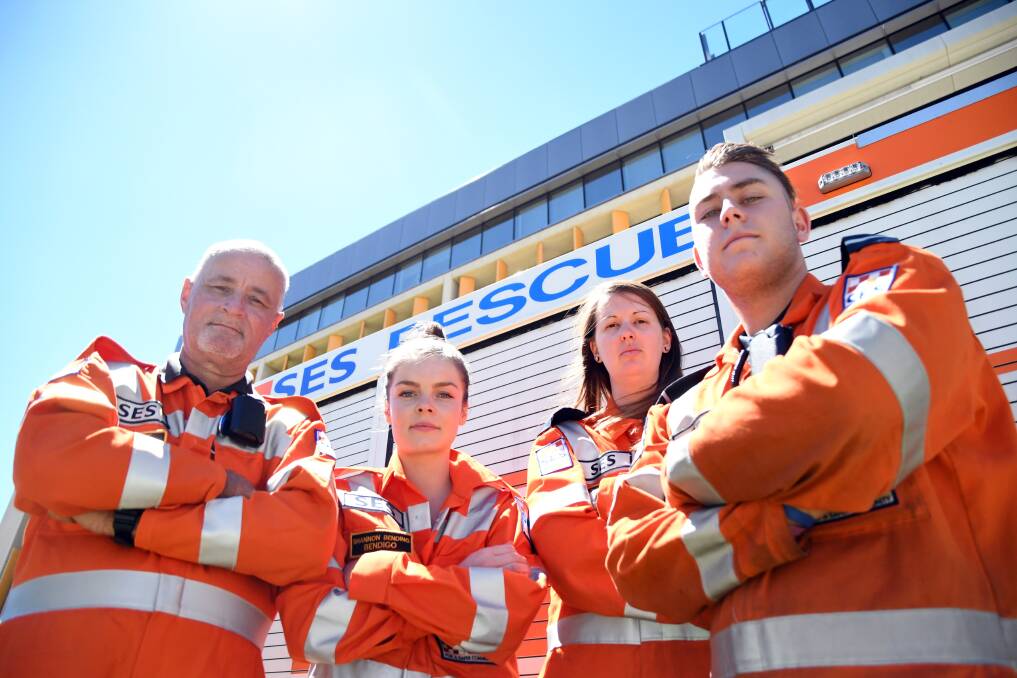 ROAD RESCUE: Bendigo SES volunteers David Lee, Shannon Bending, media liaison officer Bec Maskell and unit training officer Sam Palma want everyone to get home safe this Christmas. Picture: ASHLEY FRITSCH