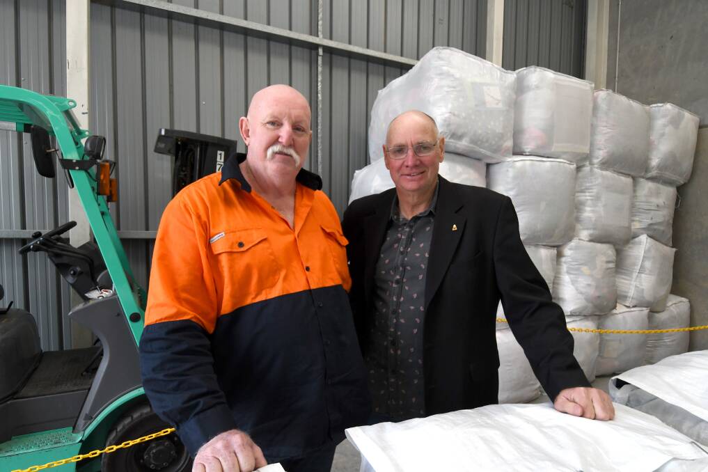 Windarring supported employee Barry, with Windarring Bendigo Australian Disability Enterprise manager Peter Young. Picture: NONI HYETT