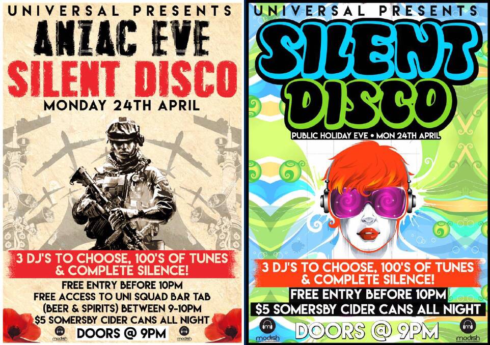 The original flyer, left, posted on the Universal Bendigo Facebook page on Monday and the second version, right, posted on Tuesday.