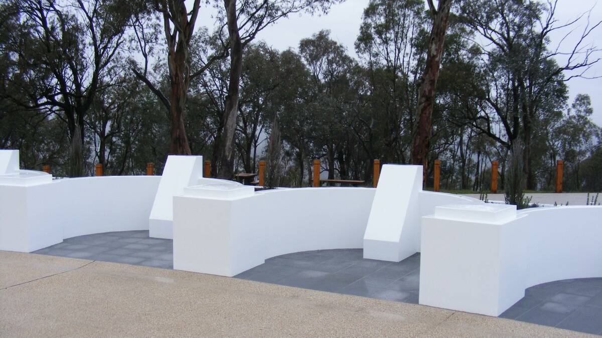 To be filled: The alcoves that have been created around the base of the Albury War Memorial which will feature commemorations for various conflicts involving Australians. Bruce Pennay would like one to mark the Albury's military outpost origins.