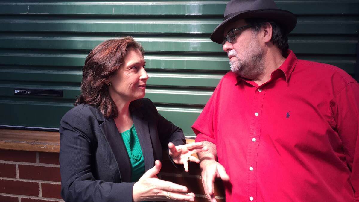 DIGGING DEEP: Energy and Resources Minister Lily D’Ambrosio chats with mining engineer Noel Laidlaw about changes to reduce costs for small-scale miners and native vegetation regulations. 