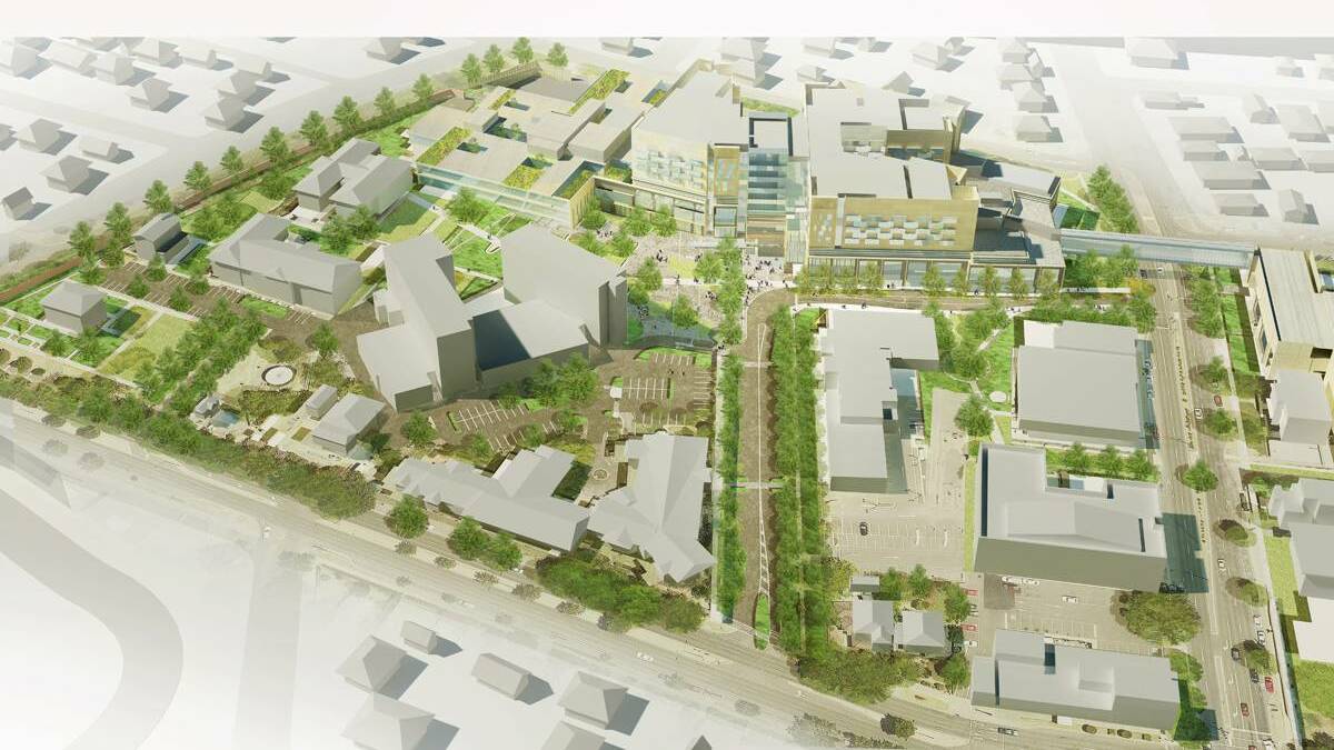 An artist impression of an aerial view of the new Bendigo Hospital. Picture: Supplied