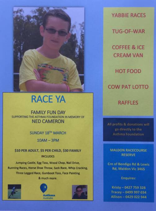 NED CAMERON: Flyer for Race Ya family fun day. Picture: SUPPLIED.