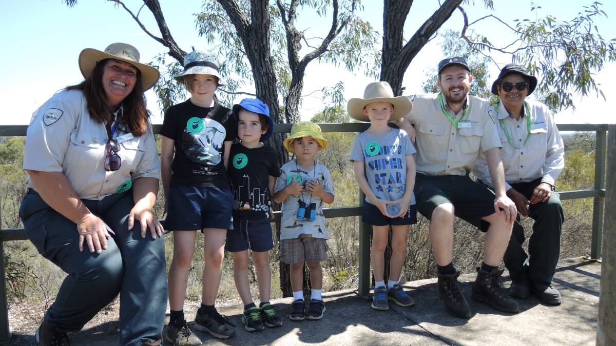Parks Victoria park rangers with the junior rangers. Picture: ANTHONY PINDA
