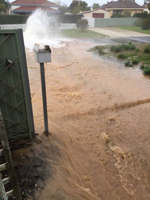 The water main burst at abut 7.30am this morning. Picture: CONTRIBUTED