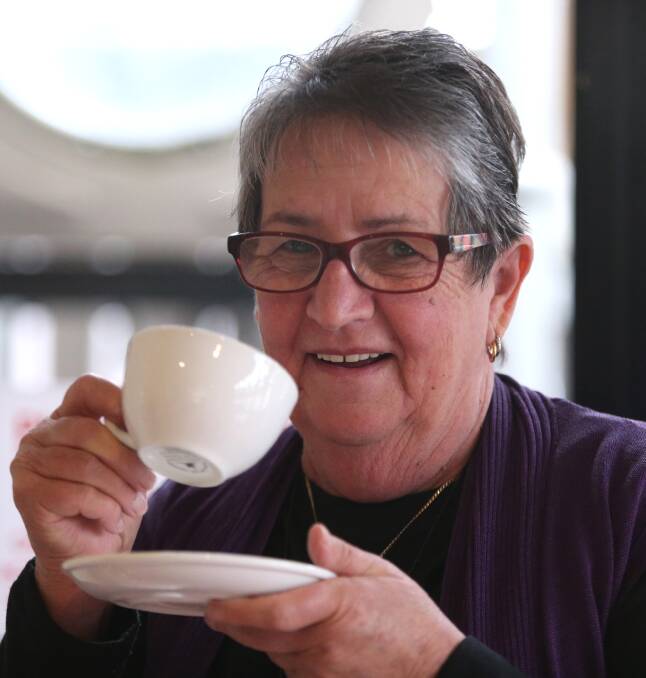 TIME FOR TEA: Maree Bolding enjoys a cup of tea at William Farmer Funerals' Biggest Morning Tea event last Thursday. Picture: GLENN DANIELS
